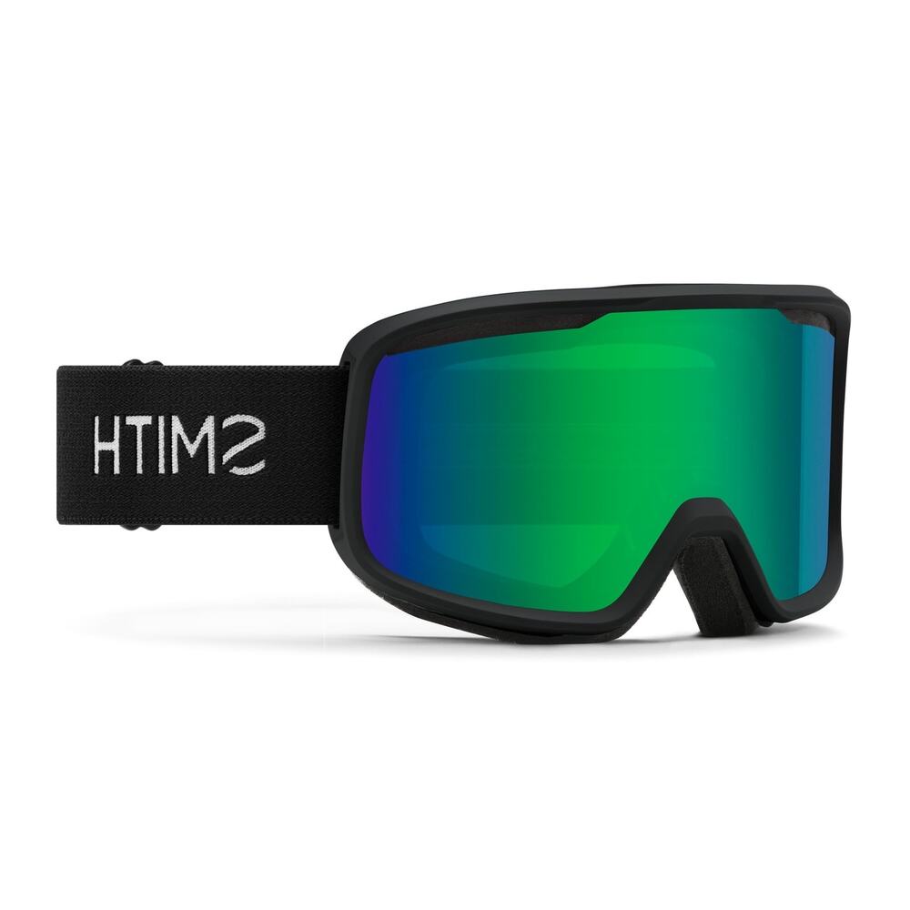 NWT SMITH Frontier Snow Goggles, Black w/ Green Sol-X Mirror Lens Unisex